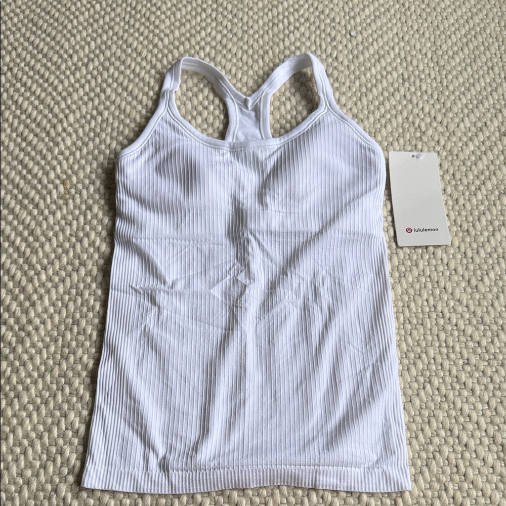 lululemon ebb to street White Ribbed Racerback Tank Top